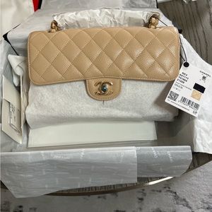 Chanel Small Classic Beige NWT Full package